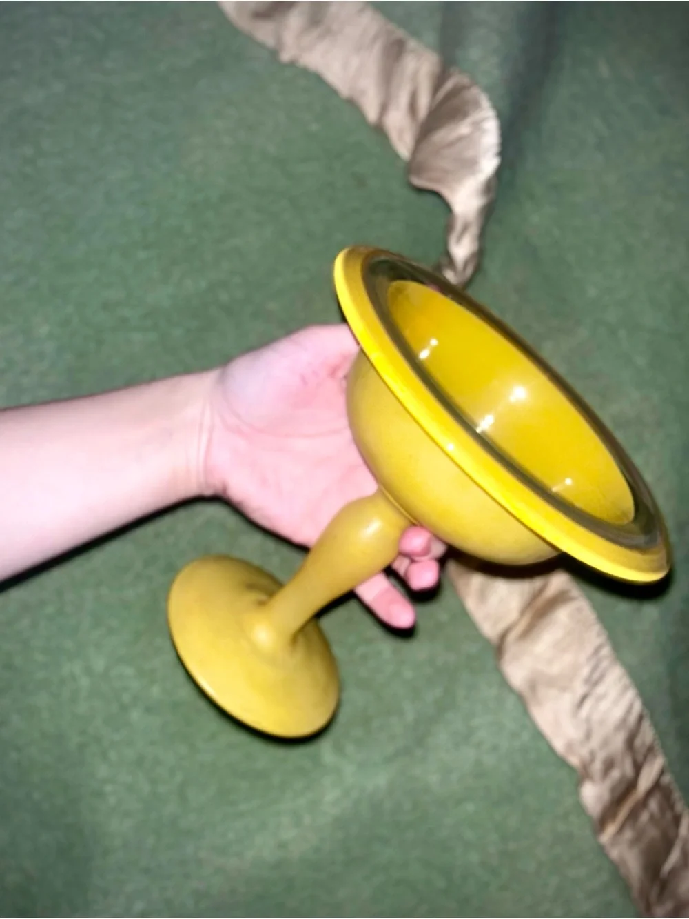 Vtg 1950s Czechoslovakian Frosted Cadmium Yellow Tango 7” Pedestal Compote